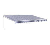vidaXL Toldo retráctil Aluminio y Tela Azul y Blanco 4x3 m, toldo, toldo de Patio, toldo de jardín, toldo para Puertas, toldo de terraza