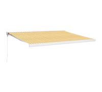 vidaXL. Toldo retráctil, amarillo y blanco, 4x3 metros, tela y aluminio