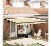 vidaXL. Toldo retráctil, amarillo y blanco, 4x3 metros, tela y aluminio