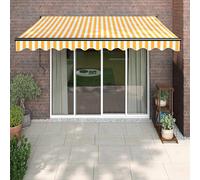 vidaXL Toldo retráctil automático amarillo y blanco 3,5x2,5 m