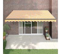 vidaXL Toldo retráctil automático amarillo y blanco 4x3 m