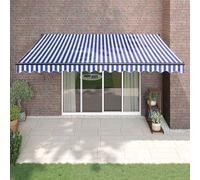 vidaXL Toldo retráctil automático azul y blanco 4x3 m