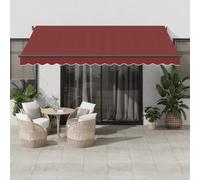 vidaXL Toldo retráctil automático con LEDs color burdeos 400x350 cm
