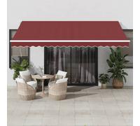 vidaXL Toldo retráctil automático con luces LED burdeos 450x350 cm