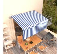 vidaXL Toldo retráctil automático con persiana azul y blanco 3,5x2,5 m