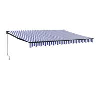 vidaXL. Toldo retráctil, azul y blanco, 4x3 metros, tela y aluminio
