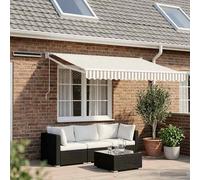 vidaXL. Toldo retráctil eléctrico, color gris claro y blanco, 3,5 x 2,5 metros