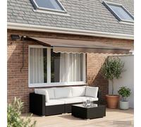 vidaXL Toldo retráctil gris pardo 300 x 250 cm, tela y aluminio, jardín y terraza, rectangular, moderno, ajustable, toldo retráctil, protección UV, sombra exterior, cubierta elegante