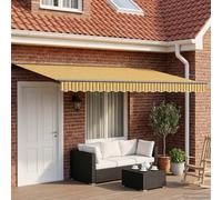 vidaXL Toldo retráctil manual Amarillo, Gris y Blanco 4,5 x 3,5 m