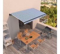 vidaXL Toldo retráctil manual azul y blanco 400x350 cm