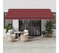 vidaXL Toldo retráctil manual color burdeos 450x350 cm