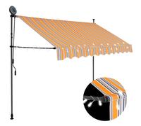 vidaXL Toldo retráctil manual con LED amarillo y azul 300 cm
