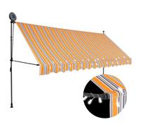 vidaXL Toldo retráctil manual con LED amarillo y azul 350 cm