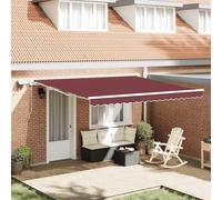 vidaXL Toldo retráctil manual con luces LED burdeos 400x300 cm