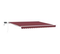 vidaXL Toldo retráctil manual con luces LED burdeos 400x300 cm