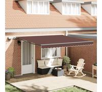 vidaXL Toldo retráctil manual con luces LED marrón 400x300 cm
