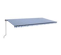 vidaXL Toldo retráctil manual con luz LED azul y blanco 600x300 cm