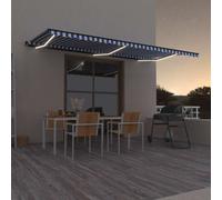 vidaXL Toldo retráctil manual con luz LED azul y blanco 600x300 cm
