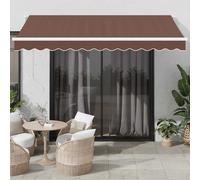 vidaXL Toldo retráctil manual con luz LED marrón 350x250 cm