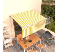 vidaXL Toldo retráctil manual con persiana amarillo y blanco 3,5x2,5 m