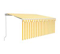 vidaXL Toldo retráctil manual con persiana amarillo y blanco 3,5x2,5 m