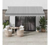 vidaXL Toldo retráctil manual gris antracita y blanco 400x350 cm