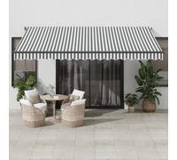 vidaXL Toldo retráctil manual gris antracita y blanco 450x350 cm