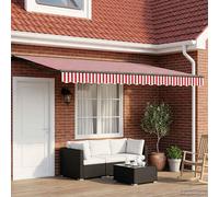 vidaXL Toldo retráctil manual Rojo y blanco 4 x 3,5 m
