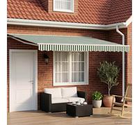 vidaXL Toldo retráctil manual Verde y blanco 4 x 3 m