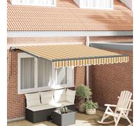 vidaXL Toldo Retráctil Poliéster y Acero 300 x 250 cm Multicolor Amarillo/Gris/Blanco