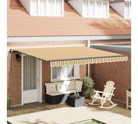 vidaXL Toldo Retráctil Poliéster y Acero 400 x 350 cm Multicolor Amarillo/Gris/Blanco