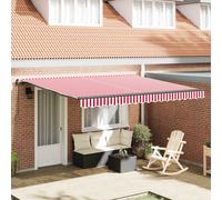vidaXL Toldo Retráctil Poliéster y Acero 400 x 350 cm Multicolor Rojo Y Blanco