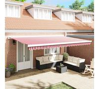 vidaXL Toldo retráctil Rojo y blanco 500 x 300 cm Lona y Aluminio