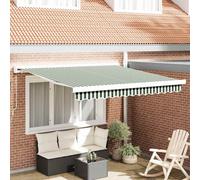 vidaXL Toldo retráctil Verde y blanco 300 x 250 cm Lona y Aluminio