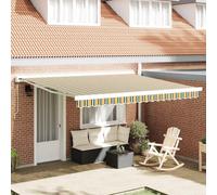 vidaXL Toldo Retráctil Poliéster y Acero 400 x 350 cm Multicolor Verde Y Blanco