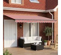 vidaXL. Toldo retráctil eléctrico, rojo, blanco, antracita, 5 x 3 metros