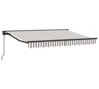 vidaXL. Toldos enrollables manuales, color gris claro y blanco, 4 x 3,5 metros