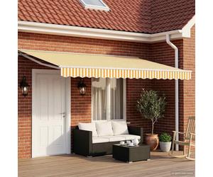 vidaXL. Toldos manuales, color amarillo y blanco, 4,5 x 3,5 metros