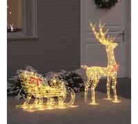vidaXL Trineo decorativo "Rentier" con 200 luces LED de luz cálida, dimensiones 70 x 26 x 129 cm, material: PET