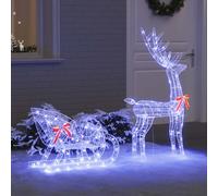 vidaXL Trineo de arrastre "Rentier", azul, 70 x 24 x 128 cm, acrílico, 200 LEDs