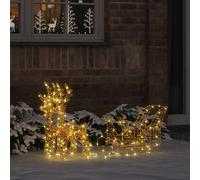 vidaXL trineo tirado por reno con 160 LED Cálido 30 x 12 x 55 cm PET
