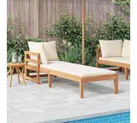 vidaXL Tumbona 1 reposabrazos con cojines crema madera maciza acacia