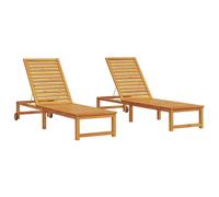 vidaXL Tumbona 2 pcs Marrón 202 x 53 x 89 cm Madera de Acacia Sólida, Muebles de Patio y terraza, Tumbona Ajustable, reclinable a Prueba de Clima, Silla Minimalista