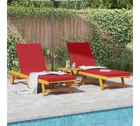 vidaXL Tumbona 2-persona 2 pcs Marrón Madera de Acacia Sólida