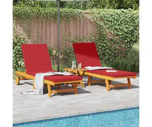 vidaXL Tumbona 2-persona 2 pcs Marrón Madera de Acacia Sólida