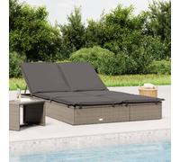 Vidaxl Tumbona 2 Personas Ratán Sintético con Cojines Negro y Crema Gray