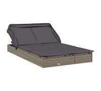 vidaXL Tumbona 2 Personas Toldo Plegable Ratán PE Gris 213x118x97 cm