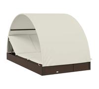 vidaXL Tumbona 2 personas toldo redondo ratán PE marrón 211x112x140 cm