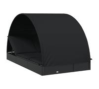 vidaXL Tumbona 2 personas toldo redondo ratán PE negra 211x112x140 cm