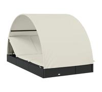 Tumbona 2 Personas Toldo Redondo Ratán Pe Negro 211x112x140 Cm Vidaxl